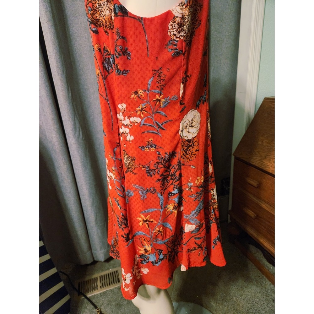Miss Me Fairy Whimsy Red Floral Sleeveless Ruffled Mini Dress Flowy Lined SZ M - Picture 3 of 9